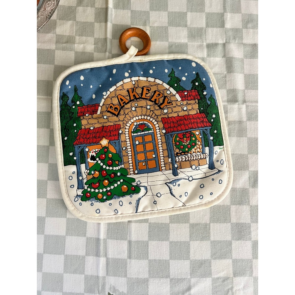 Vintage Gourmet Gallery Christmas Bakery Pot Holder B&D Winter Holiday Decor